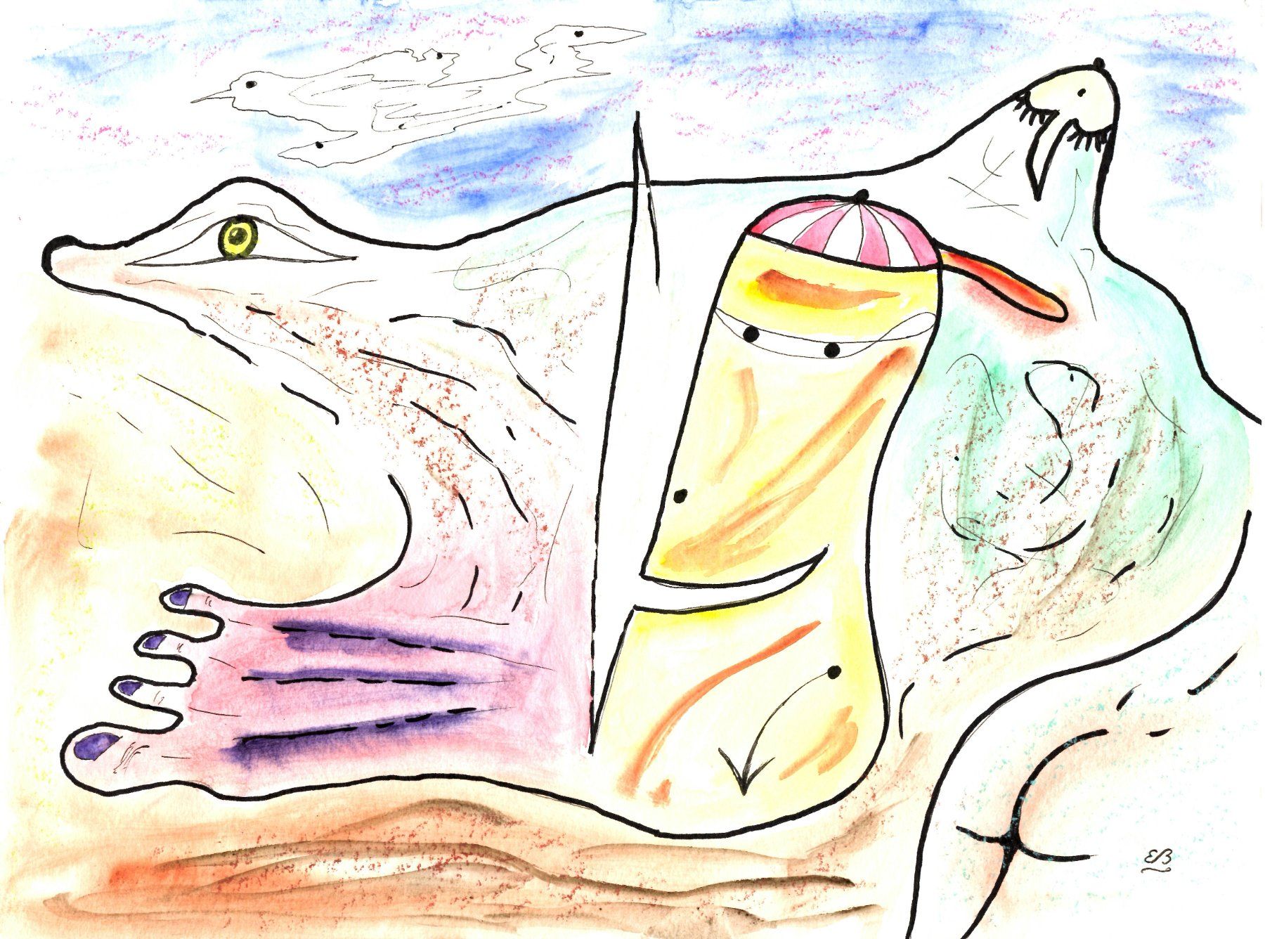 Dipinti: Surreale Zeichnung: Walking – Nuovo (secondo la descrizione) da Fribourg venduto da erw_68dx