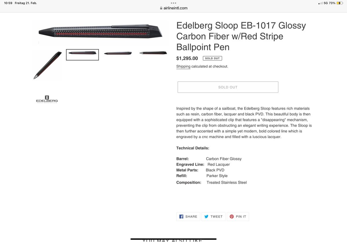 Penna & Evidenziatori: Edelberg Sloop Kugelschreiber Carbonfaser Ferrari Look – Usato da Zürich venduto da thovala 6