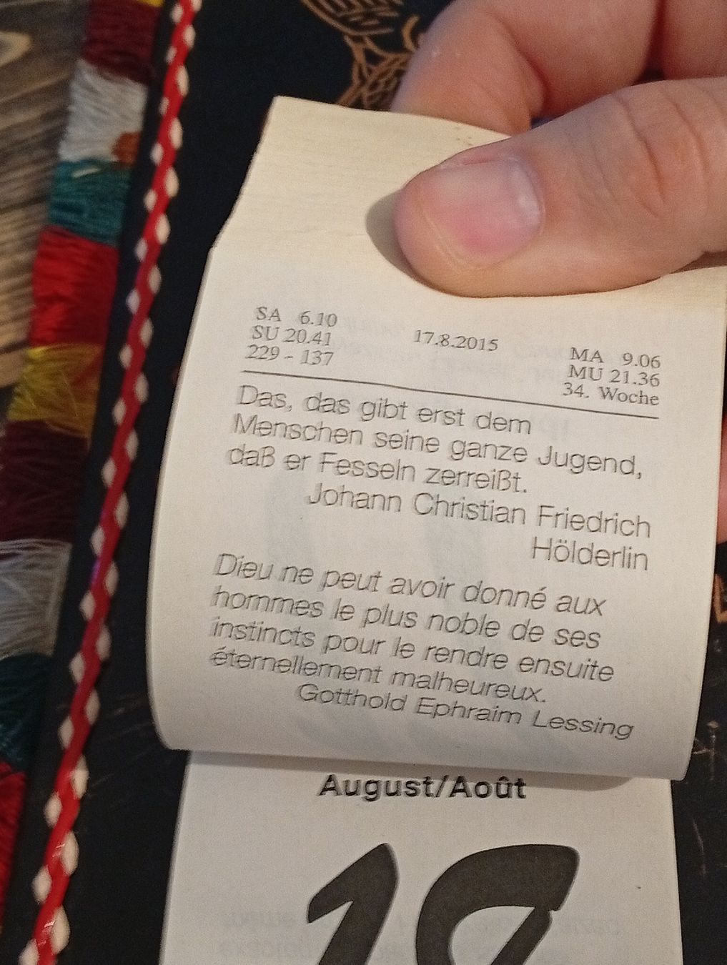 Calendari:  Wandkalender mit Spruch, Deko-Objekt. – Usato da Engelburg venduto da CH.Me 6