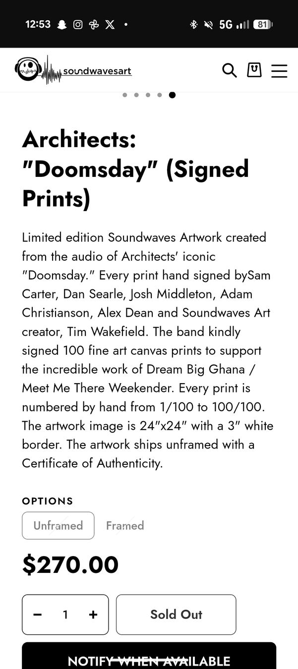 Foto & Immagini: Architects Soundwaves Art Foundation  Signed 75/100 – Usato da Reinach BL venduto da OwenPoms 4