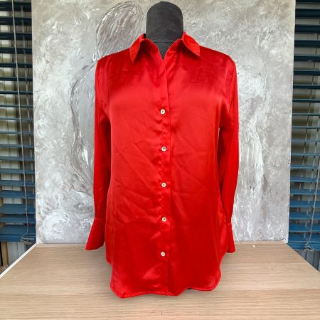 Chemisier ZEBRA rouge satiné, manches longues