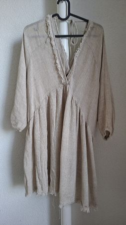 Kleid beige Grösse S 100%Leinen 