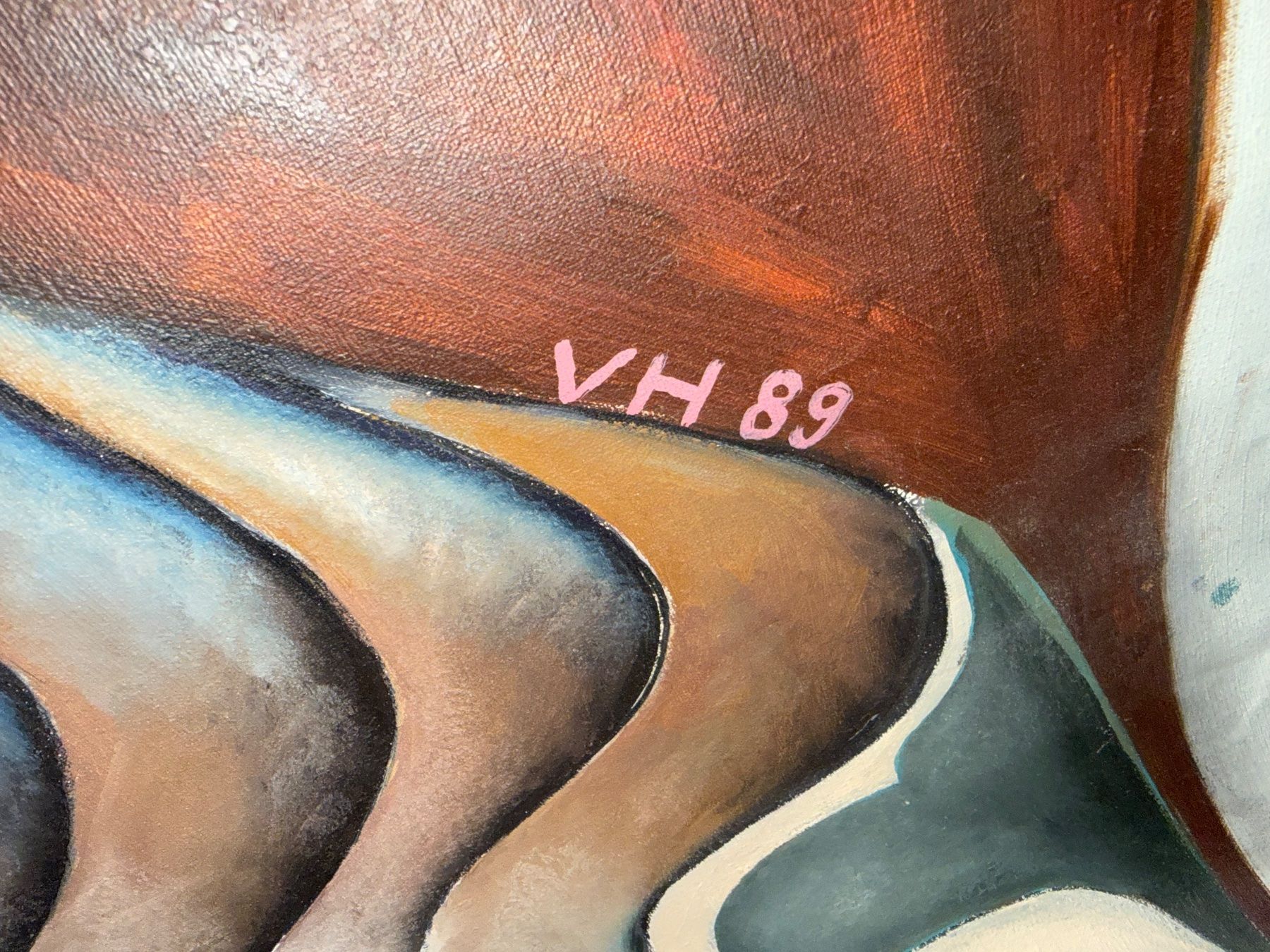 Gemälde: Nächtlicher Pilzkopf Oelgemälde monogr. V.H. – Gebraucht aus Bern von Jwpm66 4