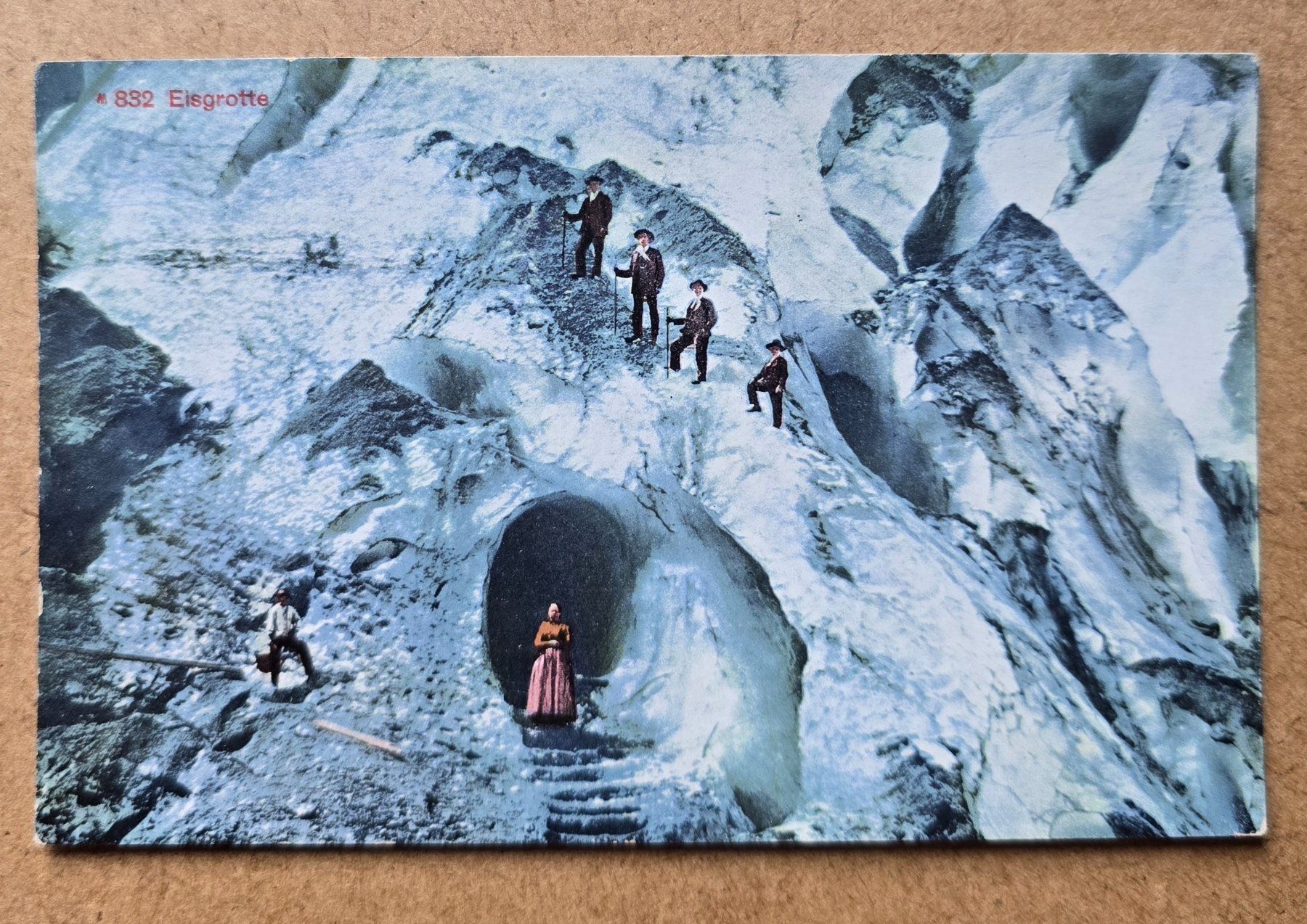 Cartoline postali: Eisgrotte, belebt, alte AK, Wanderer Gletscher – Usato da Rheinau venduto da MakalekaAloha 3