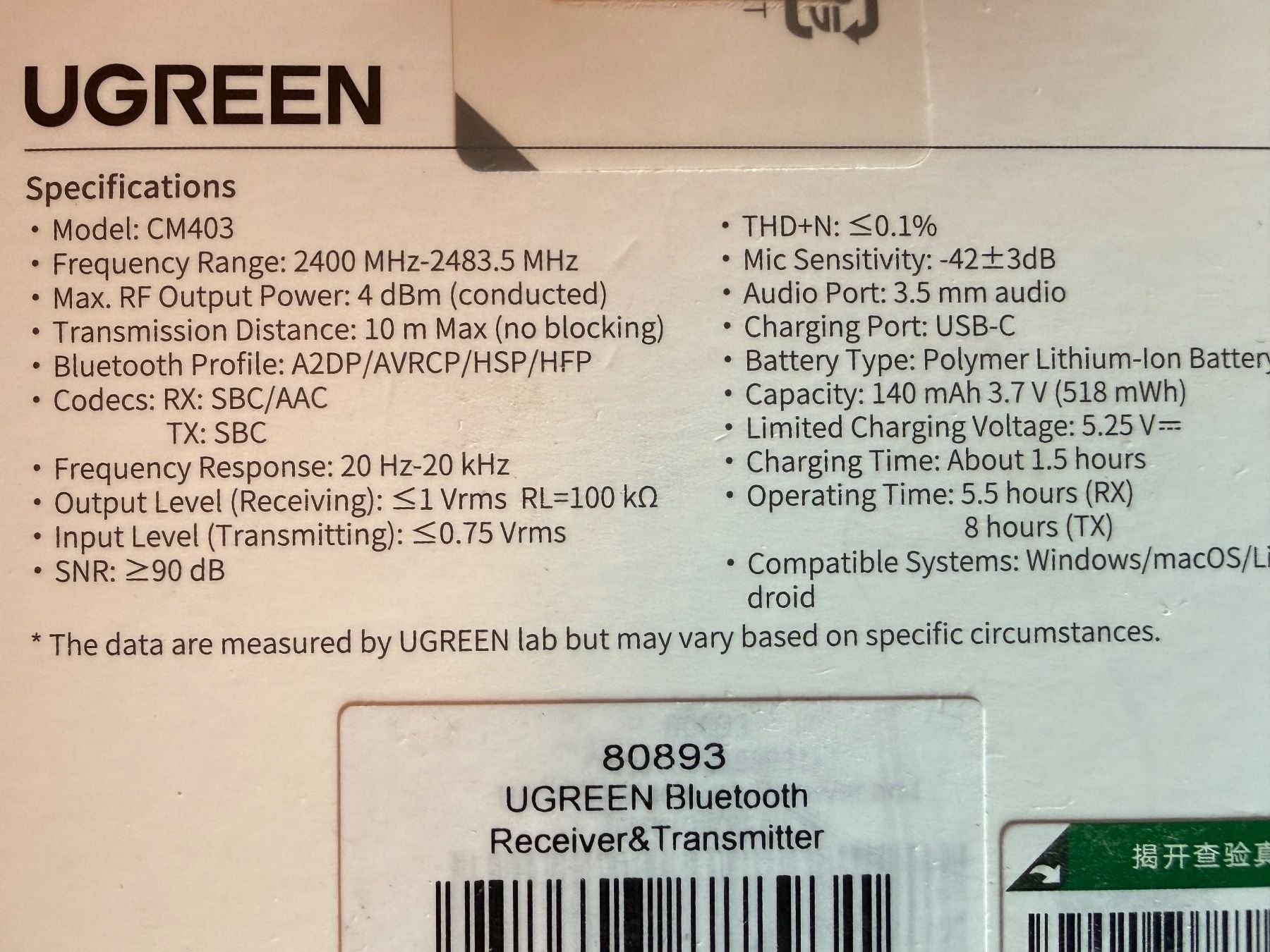 Ricevitori: UGREEN Bluetooth Audio Receiver Transmitter neu – Nuovo (secondo la descrizione) da Reinach BL venduto da the_Advocat 5