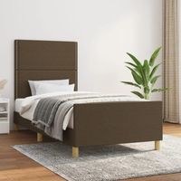 Cadre de lit sans matelas marron foncé tissu
