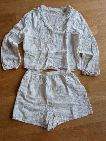 Pyjama Set Baumwolle gestreift Grösse S