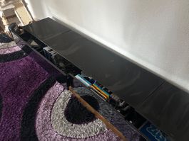 TV Board schwarz Glas mit Chromfuss