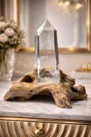 Lemurian Bergkristall auf Holzsockel – Hochreine Klarheit in