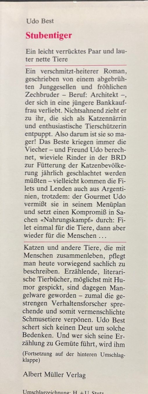 Libri: Best Udo, Stubentiger – Usato da Sarnen venduto da Livres 2