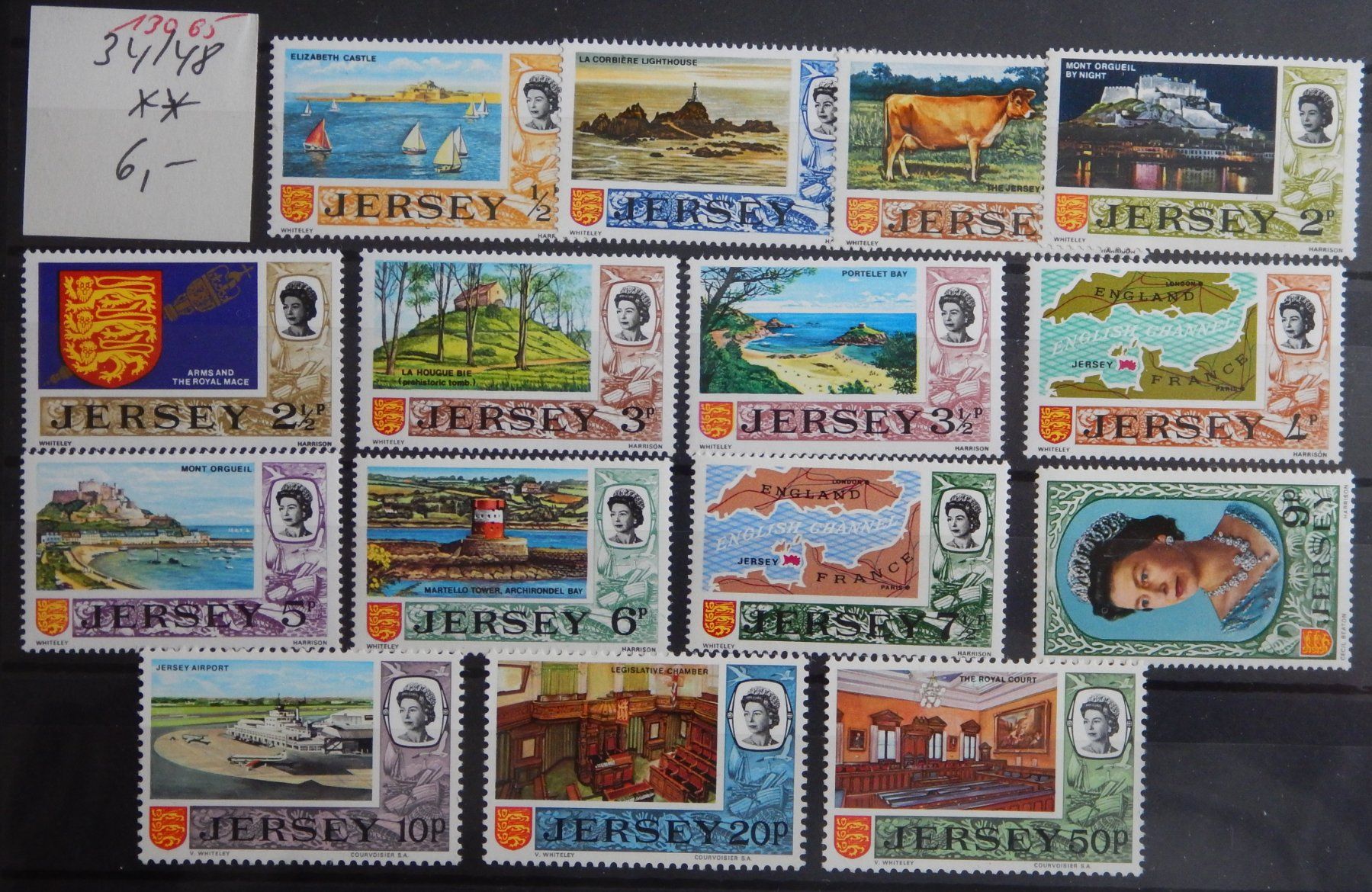 Alle Briefmarken: JERSEY KAT. 34-48 ** – Gebraucht aus Zürich von Muehlekauf