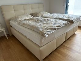 Boxspringbett 2x2 m creme inkl. Matratze (Neupreis 3000)