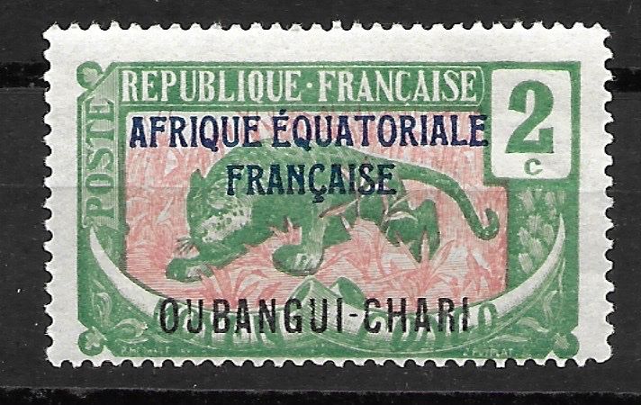 Alle Briefmarken: Ubangi-Schari 1924: Leopard – Gebraucht aus Zürich von Rainstamps