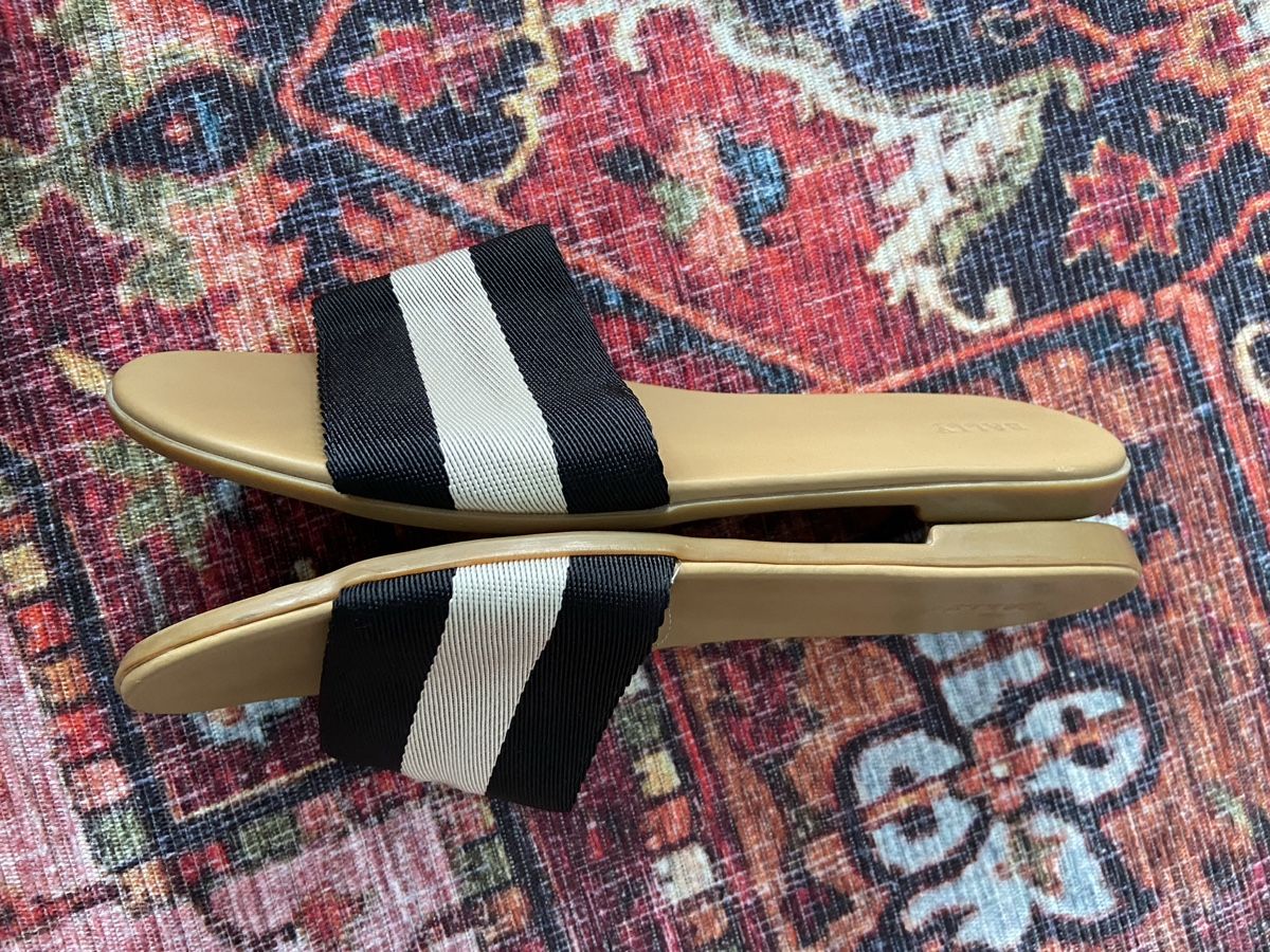 Bally Chaussures femmes: Bally Ribbon Textile Leather Slide Flat Sandal  – D'occasion à Münchenstein par B771 5