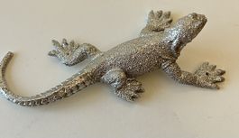 Metall-Echse, Silber-Look, ca. 14cm neuwertig sehr schön