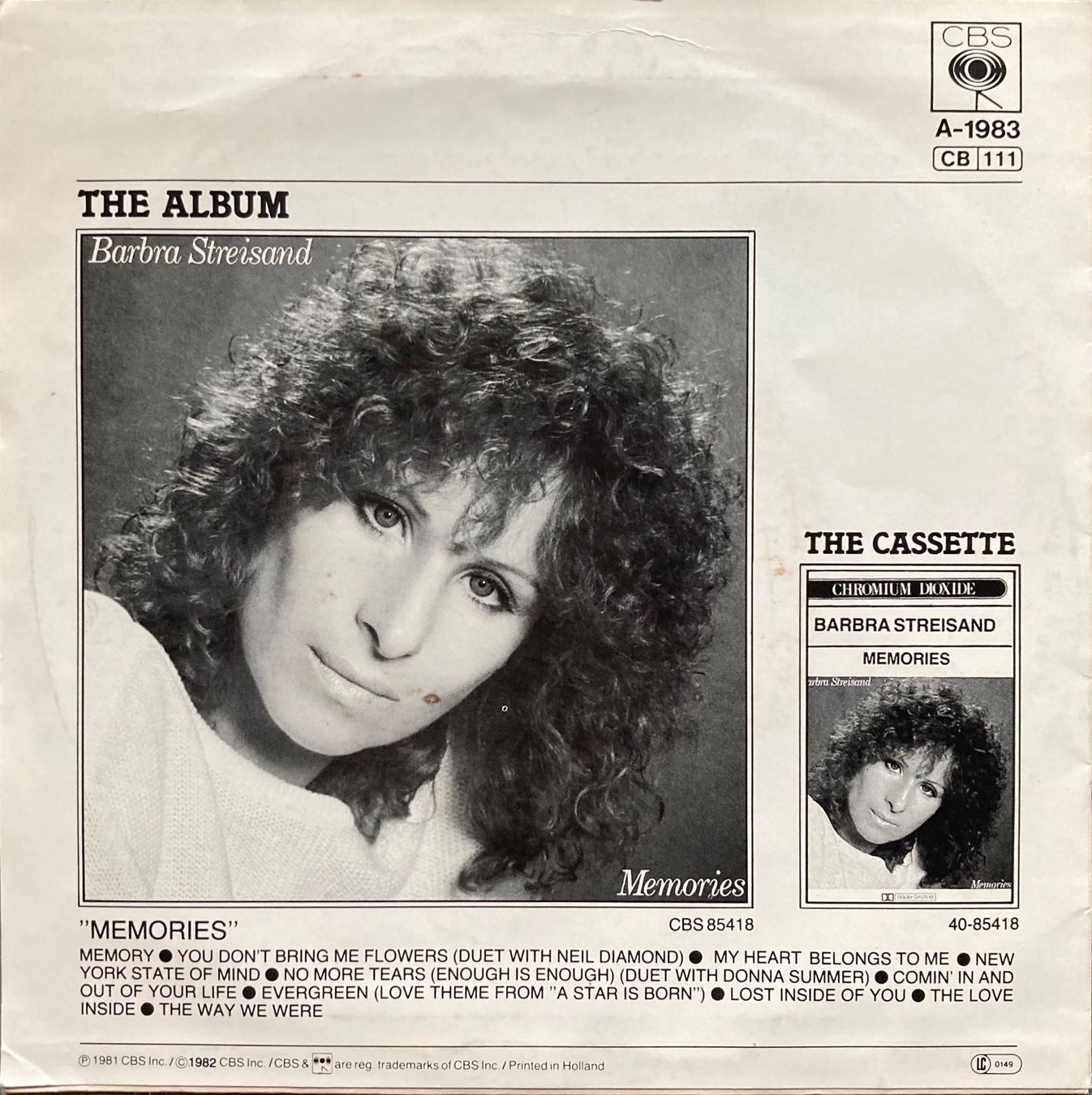 Schallplatten: BARBARA STREISAND - MEMORY – Gebraucht aus Poliez-Pittet von Newtown-Records 1