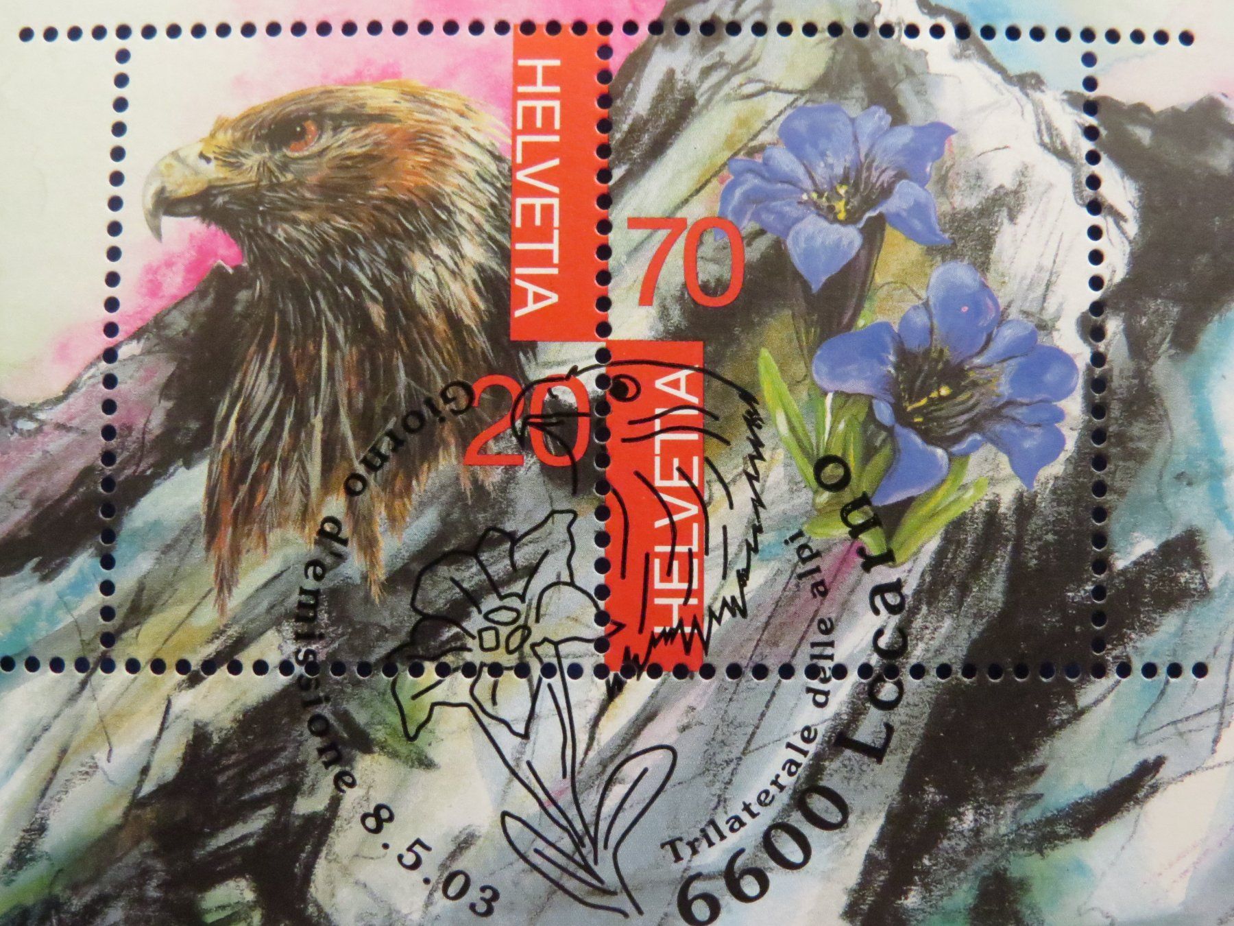 Alle Briefmarken: Sonderblock 'Trilaterale Ticino' 2003 - off.ET-St. LOCARNO – Gebraucht aus Brunnen von Kumari 1