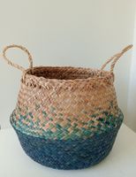 Deko Seegras Korb Blau-Natur 25x25cm | Faltbar & Top Zustand