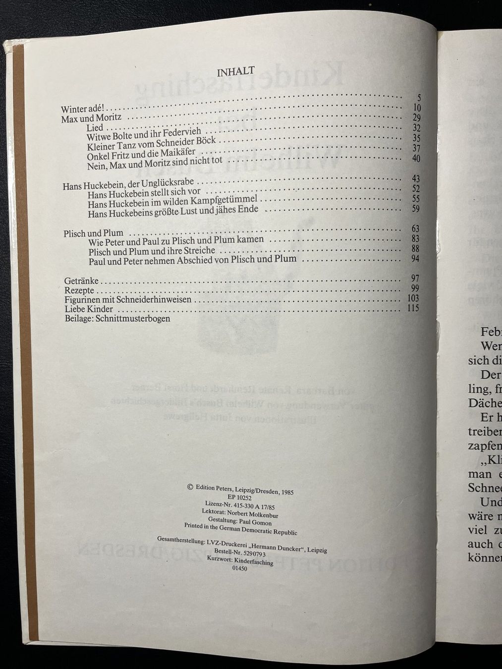 Libri: Buch Kinderfasching bei Wilhelm Busch Edition PetersLeipzig – Usato da Wangen b. Olten venduto da Buntgemischt 2