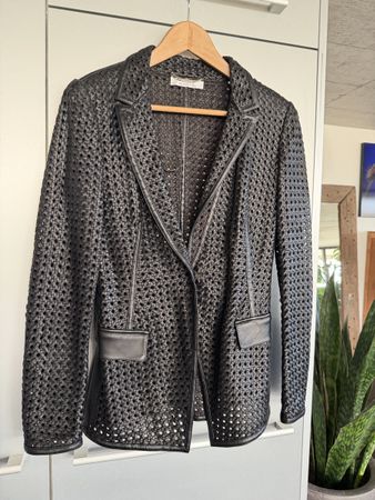 Versace Collection Leder Blazer schwarz Grösse 42 neu!