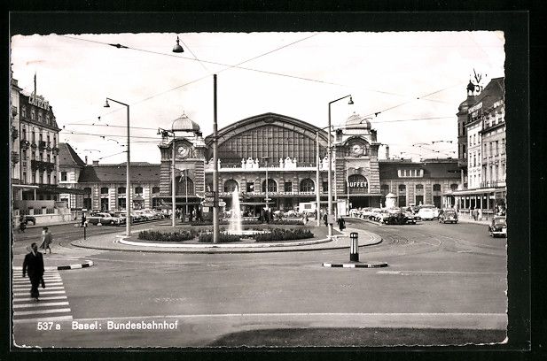 Ansichtskarten: AK Basel, Blick auf Bundesbahnhof – Gebraucht aus Berlin von bartko-reher