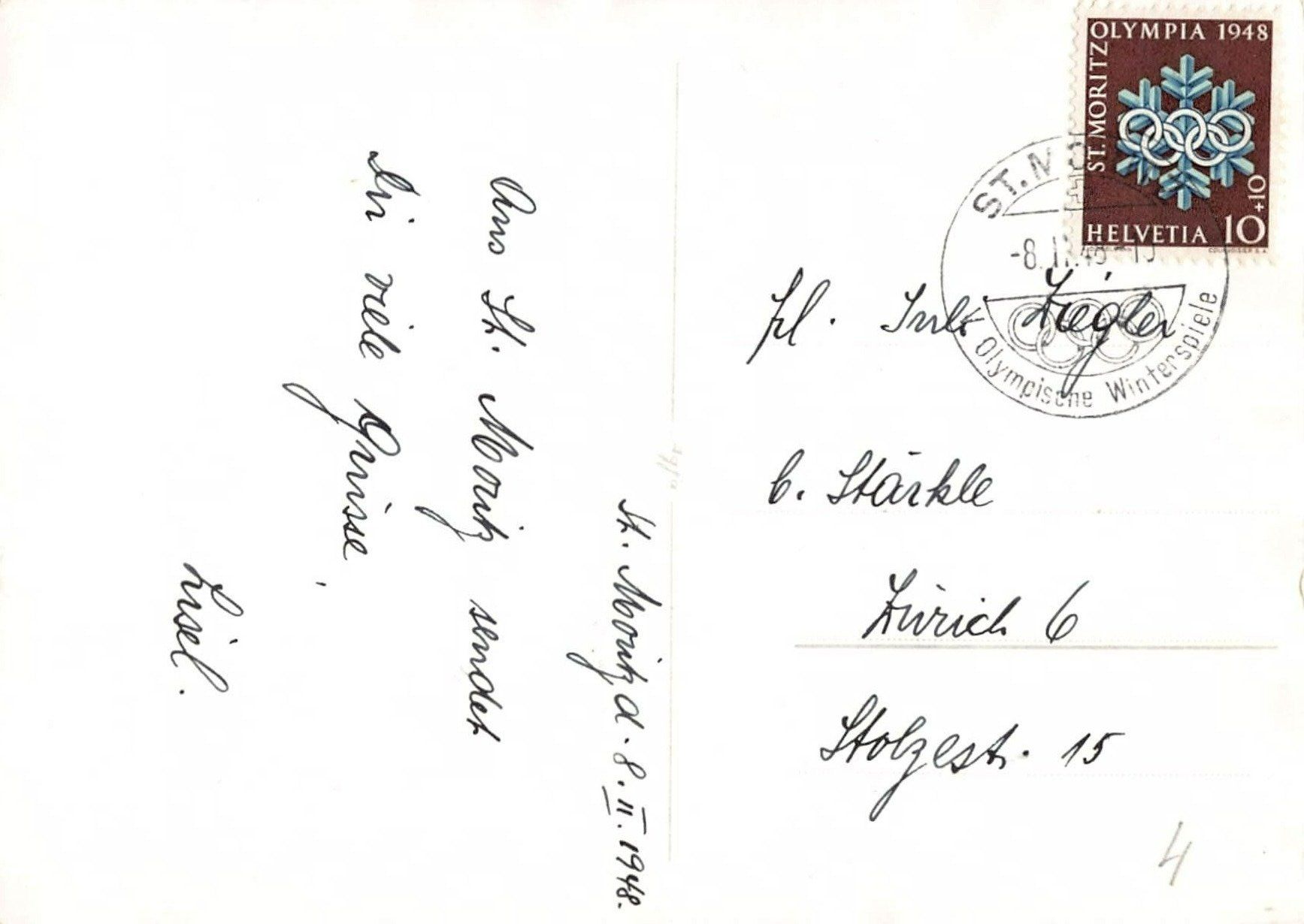 Cartoline postali: Gruss aus ST. MORITZ - Kirche mit Skulptur – Usato da Winterthur venduto da SchatzchischtliWinti 1