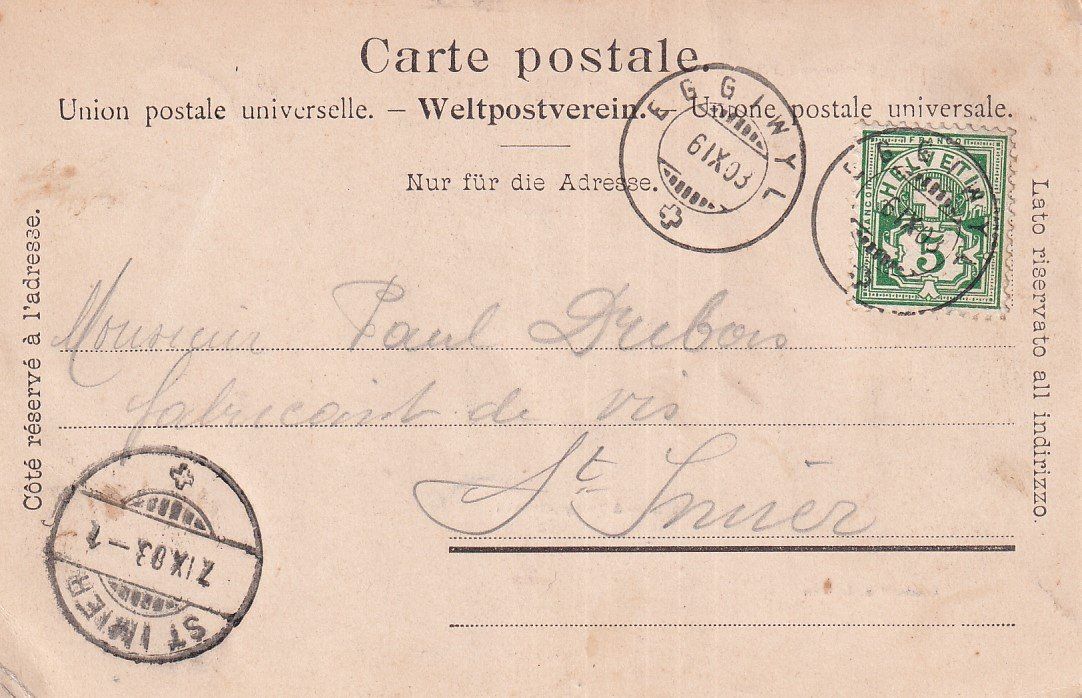 Cartoline postali: Eggiwil   BE  -    Gruss aus EGGIWYL         um 1903 – Usato da Brig venduto da Valcards54 1