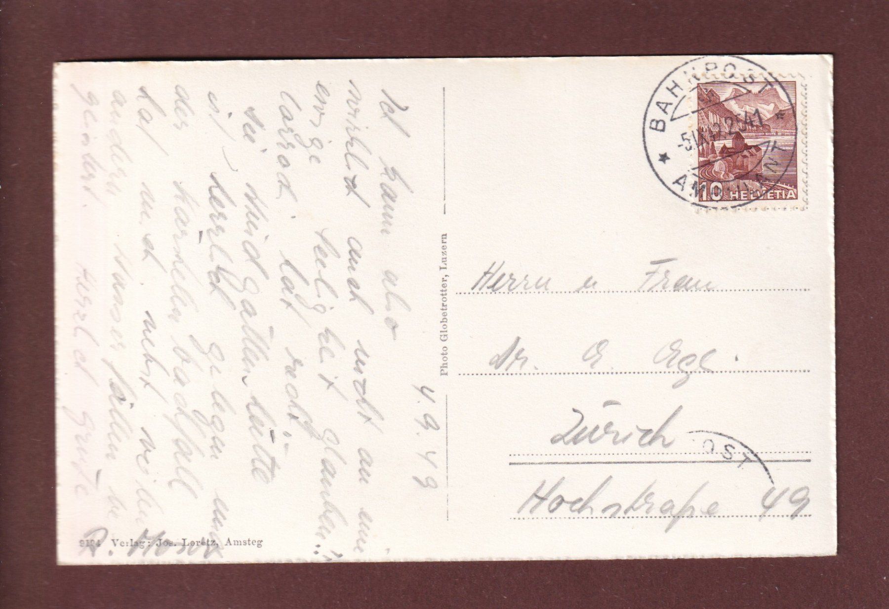 Ansichtskarten: MADERANERTAL - Düssistock - 1949 – Gebraucht aus Pully von nicecards 1