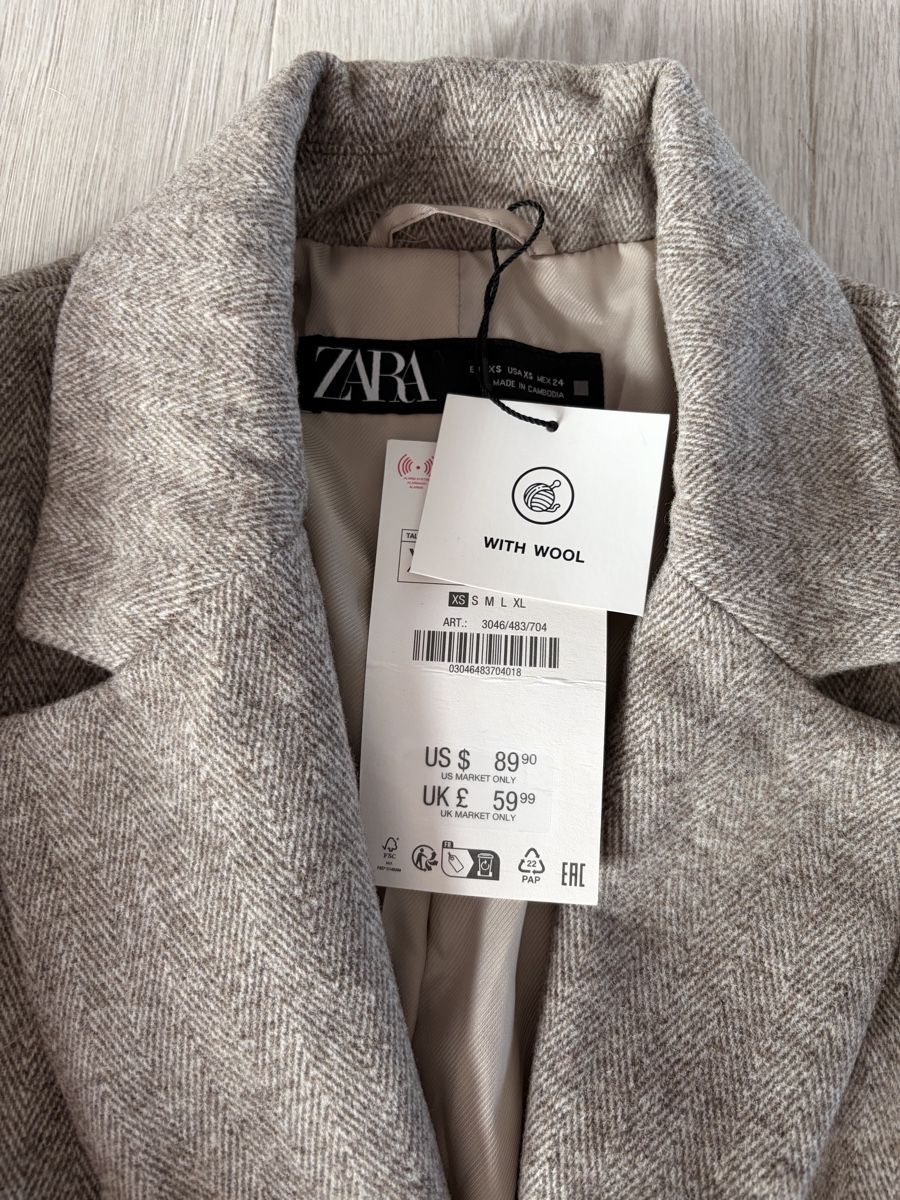 Zara Giacche: Zara Blazer, herringbone pattern, with wool, size XS, new – Nuovo e nell'imballaggio originale da Onex venduto da jinakimmy 3