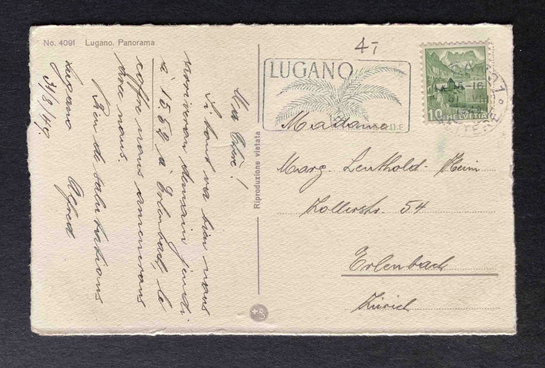 Ansichtskarten: AK Lugano Panorama – Gebraucht aus Goldau von artelier1 1