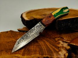 Geprüft! 1A Knife Faltenstahl DAMASCUS Damast Jagd Messer