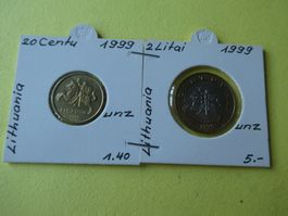 Litauen 1999,   Set 2  alte Münzen  unz