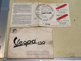 buch, heft, vespa 150, inkl export ? zollpapiere 1960-61