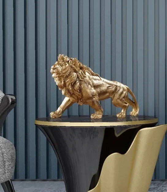 Kronen-Löwen Statue Aus Harz | Weiße Tier-Skulptur Nordischer Stil 18 Cm