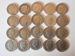 20  x  5 Rp. ab 1895  alles verschiedene Jahrgänge