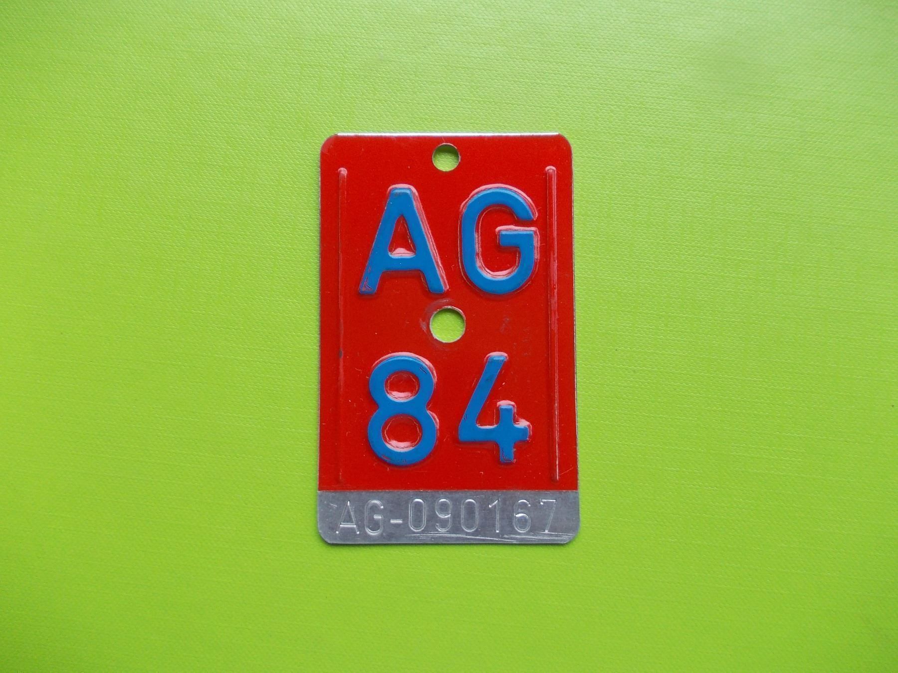 Insegne: Velonummer / Fahrradnummer AG 84 – Usato da Gsteigwiler venduto da HORMIGA21