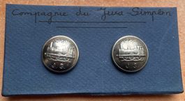 RARE: 2 anciens boutons Compagnie du Jura-Simplon. 1890-1902