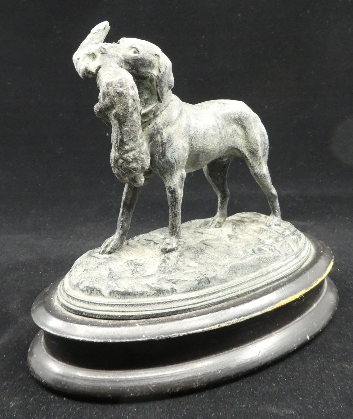 Sculture & Statue: JAGDHUND MIT HASE BRONZE / GUSS CA. 1890 - 1920 – Usato da Bözberg venduto da BetandWin 1