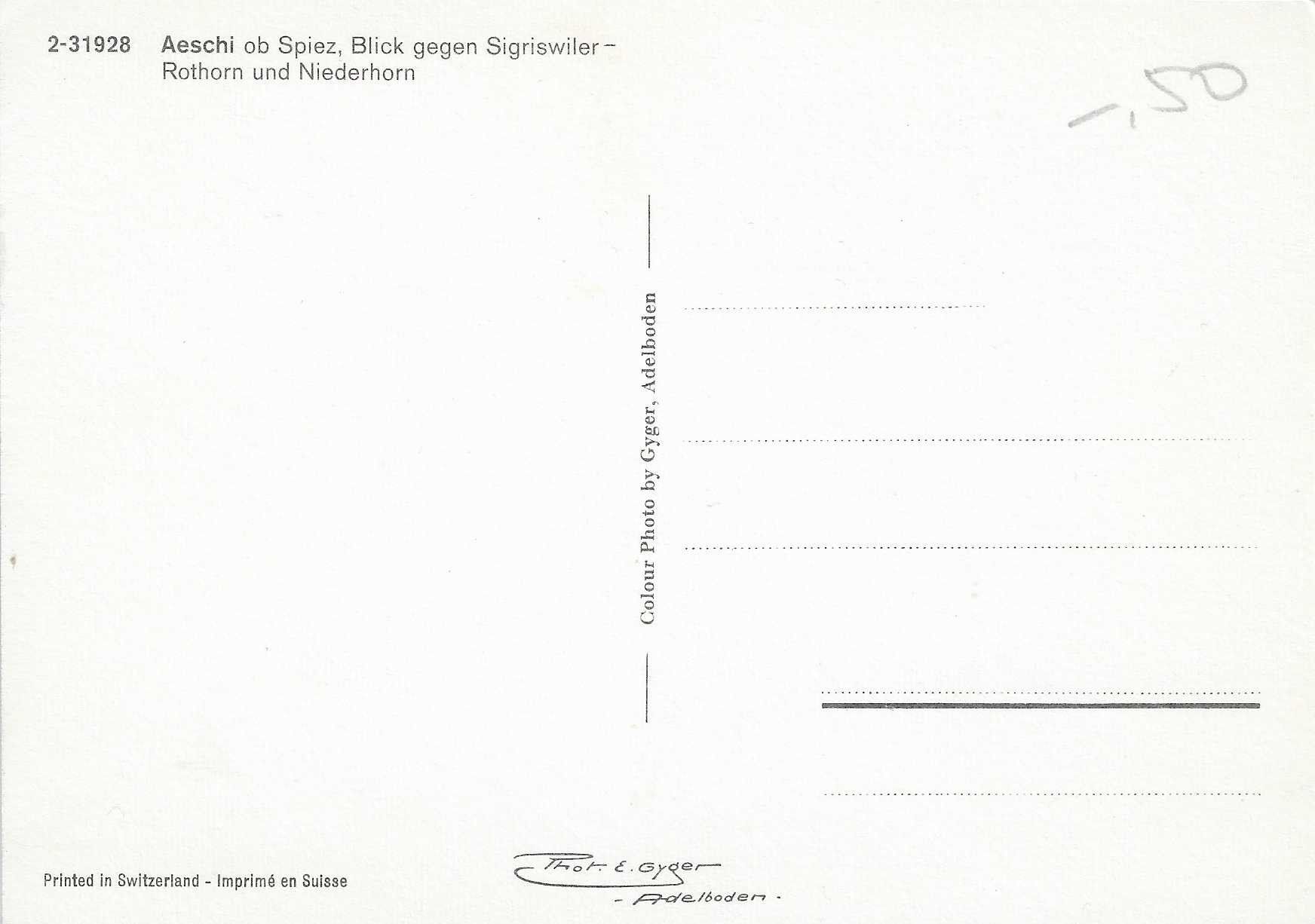 Ansichtskarten: Aeschi ob Spiez BE – Neu (gemäss Beschreibung) aus Rothrist von Stranglehold 1