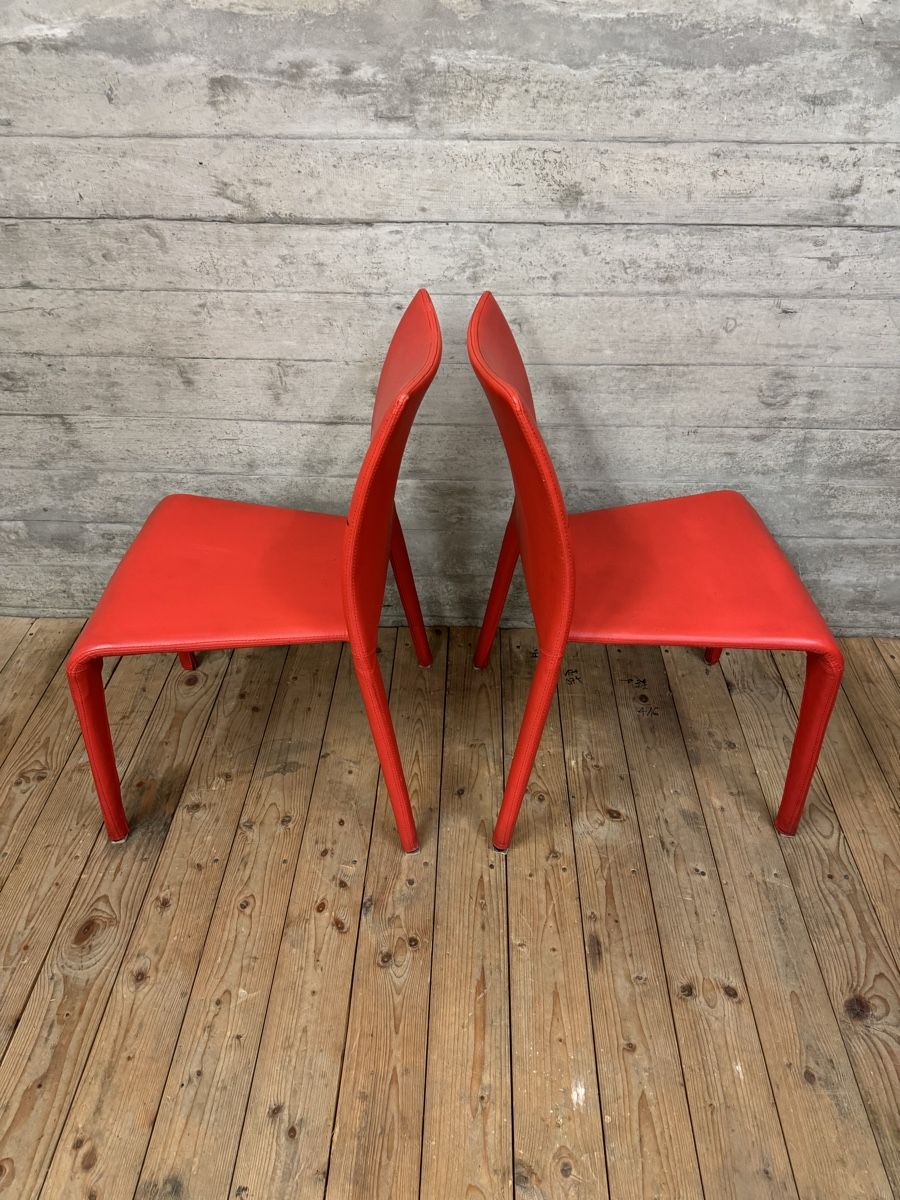Sedie: 2 Rote Design Stühle Leder – Usato da Münchenstein venduto da Eclipse6 4