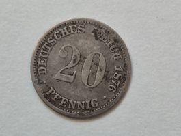 🇩🇪  Germany 20 Pfennig 1876 D - Silver