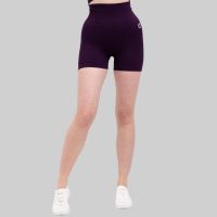 Fitness Shorts Damen Nahtlos High Blickdicht Dunkel Lila XL