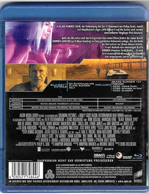 Tutti i DVDs: Blade Runner 2049 - Blu-ray Film – Usato da Dörflingen venduto da Super-Bob 1