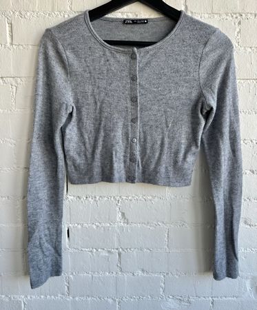 Feine graue Crop-Jacke von Zara / Grösse: S