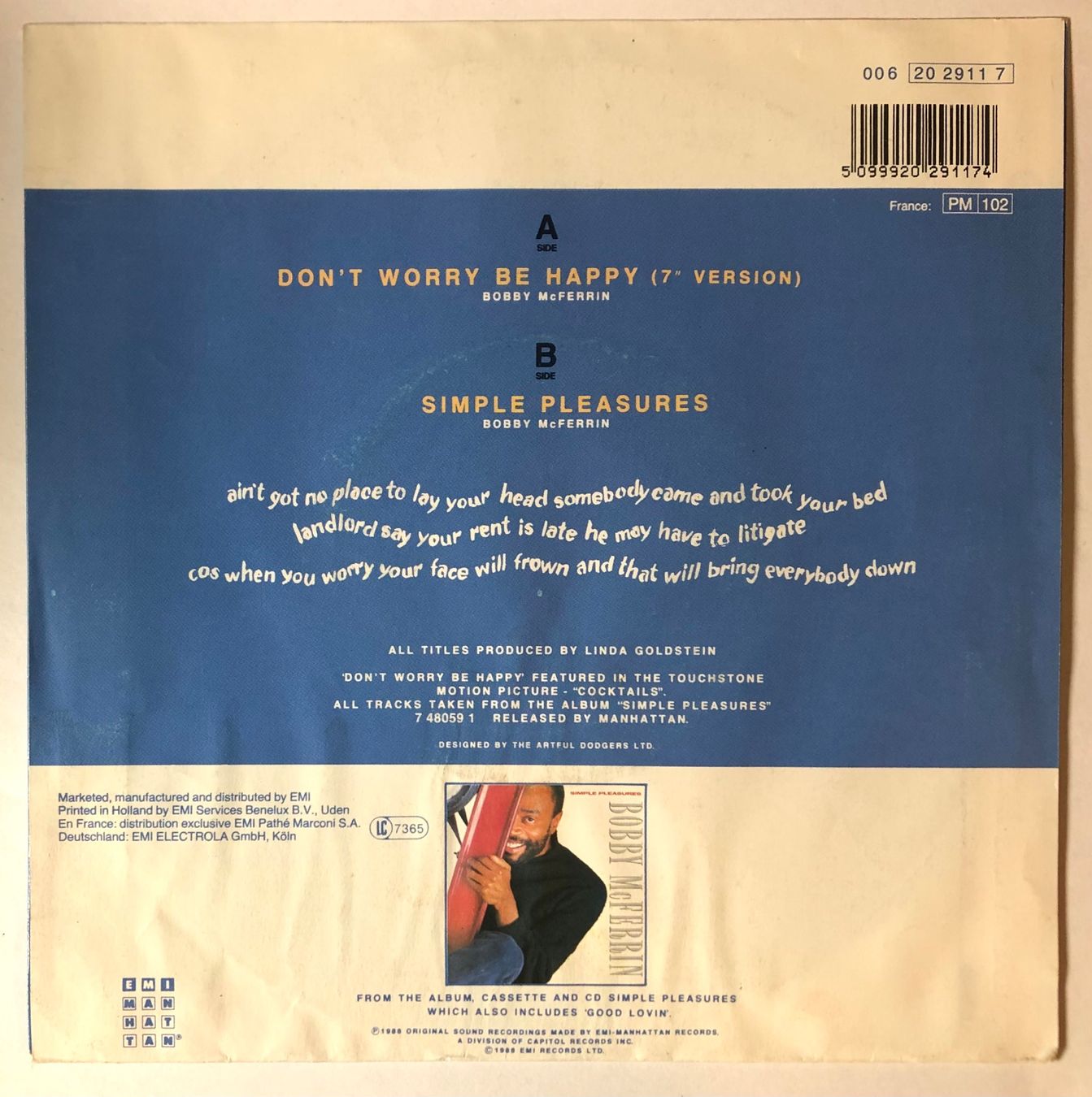 Dischi in vinile: BOBBY MCFERRIN - DON'T WORRY-BE HAPPY – Usato da Poliez-Pittet venduto da Newtown-Records 1