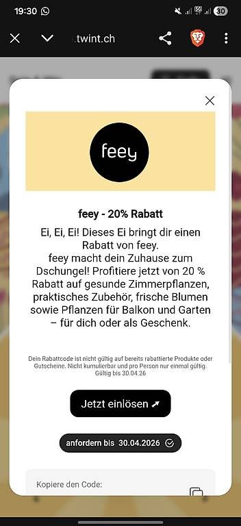 Buoni: Gutschein feey Pflanzen – Usato da Stettlen venduto da jas_cd9n