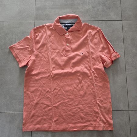 Tommy Hilfiger Polo Shirt Salmon Size L Custom Fit Used