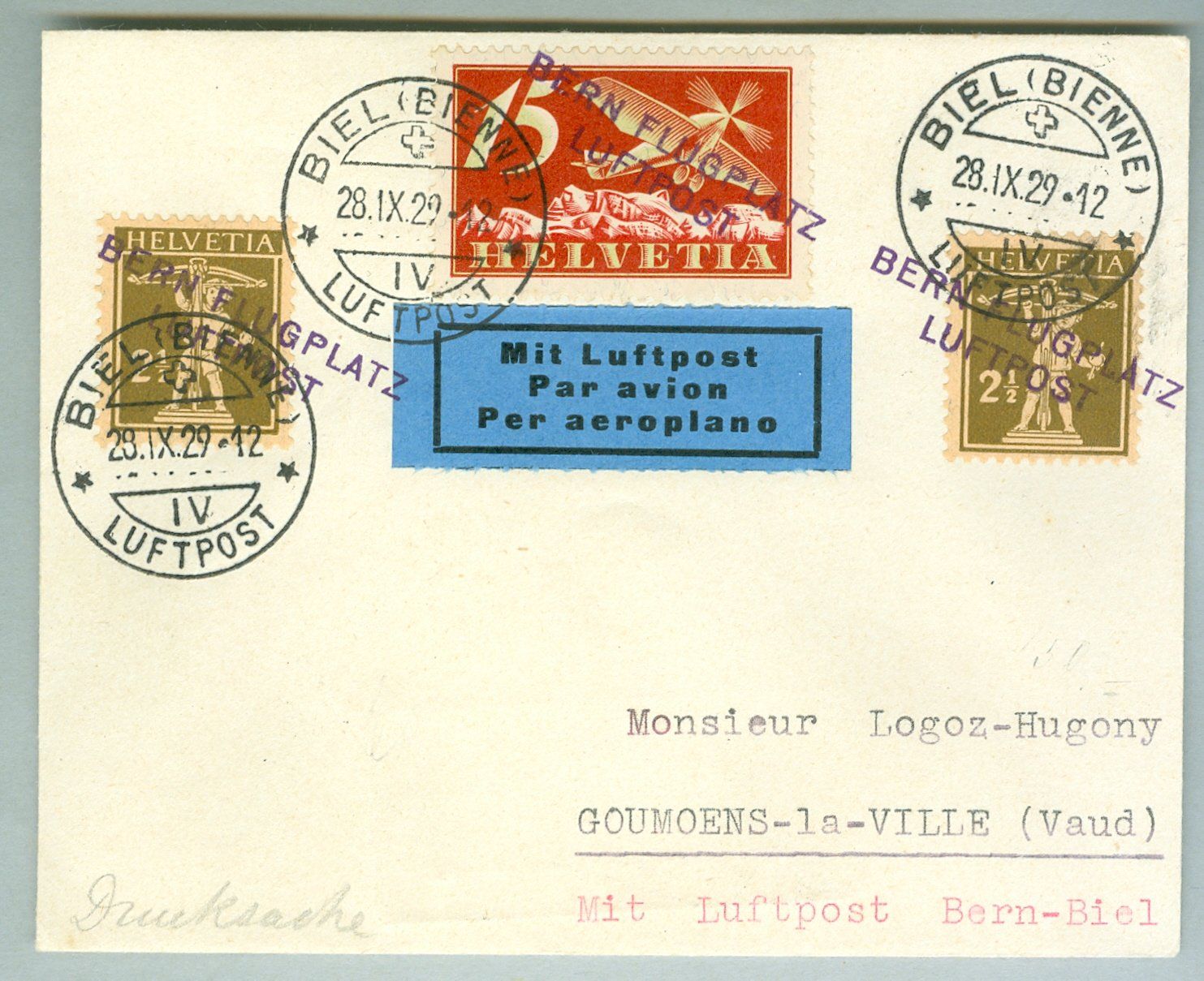 Tutti i francobolli: 1929 Schweiz Flugpost SF – Usato da Zürich venduto da yago-rot