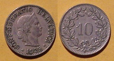Alle Münzen: 10 Rappen 1925 – Gebraucht aus Allschwil von Coinfreak