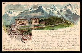 Litho Kl. Scheidegg, Kurhaus mit Bahnhof